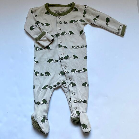 L'ovedbaby Hedgehog Neutral Snap Organic Cotton Footie - Picture 1 of 2